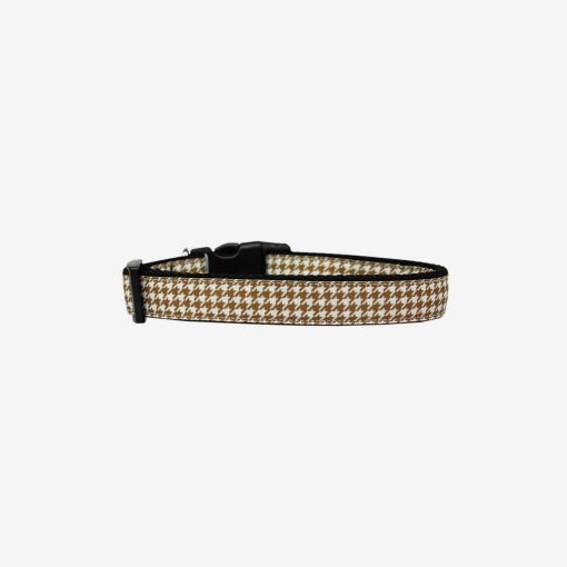Brown Houndstooth Nylon Ribbon Collar 1 » Pets Impress
