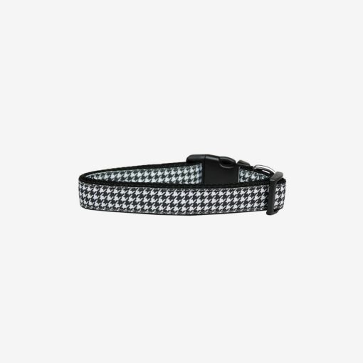 Black Houndstooth Nylon Ribbon Collar 1 » Pets Impress