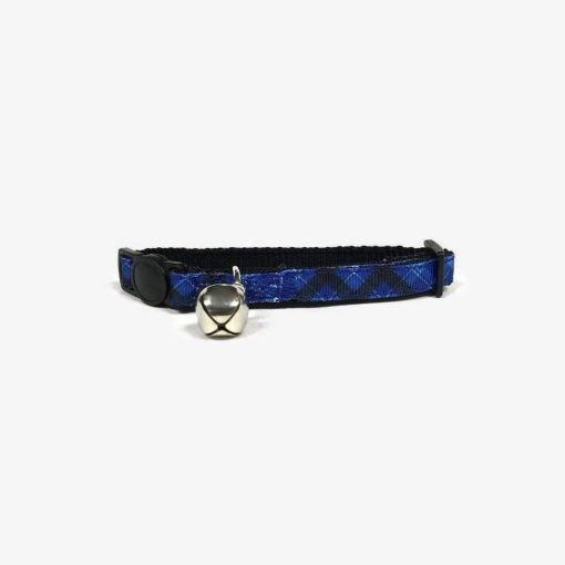 Blue Plaid Cat Collar 1 » Pets Impress
