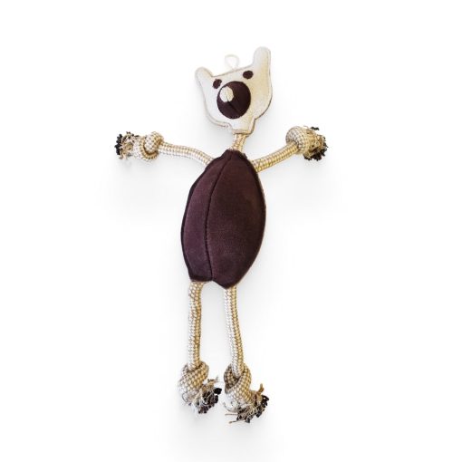 Jute and Leather Tug Bear Dog Toy 2 » Pets Impress