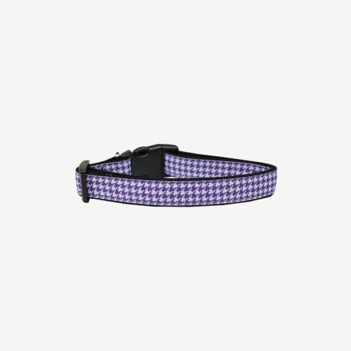 Purple Houndstooth Nylon Ribbon Collar 1 » Pets Impress