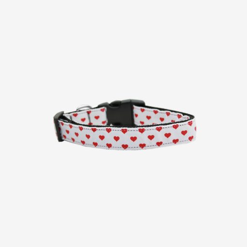 White and Red Dotty Hearts Collar 1 » Pets Impress