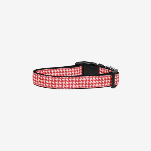 Red Houndstooth Nylon Ribbon Collar 1 » Pets Impress