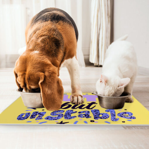 Cute but Unstable Pet Food Mat - Funny Design Anti-Slip Pet Bowl Mat - Graphic Pet Feeding Mat 4 » Pets Impress