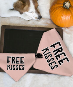 Free Kisses Pet Bandana Collar - Word Print Scarf Collar - Minimalist Dog Bandana 31 » Pets Impress
