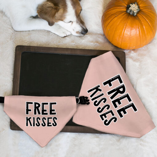 Free Kisses Pet Bandana Collar - Word Print Scarf Collar - Minimalist Dog Bandana 7 » Pets Impress