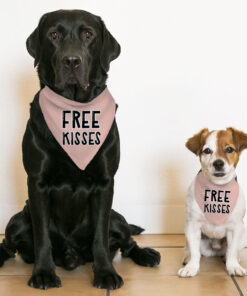 Free Kisses Pet Bandana Collar - Word Print Scarf Collar - Minimalist Dog Bandana 17 » Pets Impress
