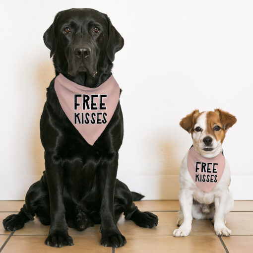 Free Kisses Pet Bandana Collar - Word Print Scarf Collar - Minimalist Dog Bandana 5 » Pets Impress