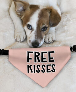 Free Kisses Pet Bandana Collar - Word Print Scarf Collar - Minimalist Dog Bandana 19 » Pets Impress