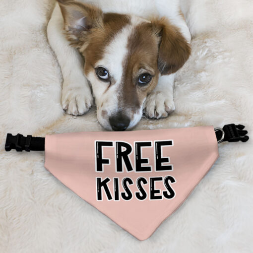 Free Kisses Pet Bandana Collar - Word Print Scarf Collar - Minimalist Dog Bandana 11 » Pets Impress