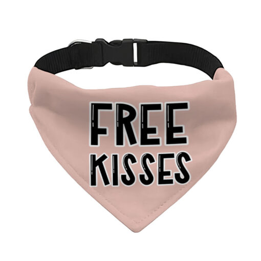 Free Kisses Pet Bandana Collar - Word Print Scarf Collar - Minimalist Dog Bandana 3 » Pets Impress