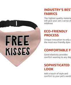 Free Kisses Pet Bandana Collar - Word Print Scarf Collar - Minimalist Dog Bandana 35 » Pets Impress