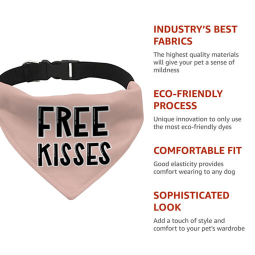 Free Kisses Pet Bandana Collar - Word Print Scarf Collar - Minimalist Dog Bandana 17 » Pets Impress