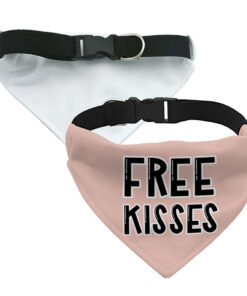 Free Kisses Pet Bandana Collar - Word Print Scarf Collar - Minimalist Dog Bandana 15 » Pets Impress