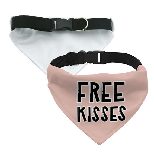 Free Kisses Pet Bandana Collar - Word Print Scarf Collar - Minimalist Dog Bandana 4 » Pets Impress