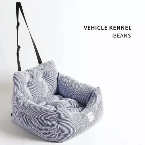 Luxury Striped Portable Pet Car Seat - Image 2