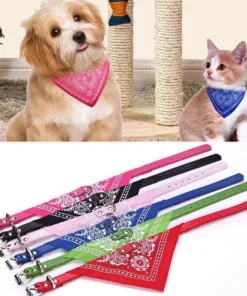 Alternative view of Adjustable PU Leather Pet Bandana Collar with Paisley Pattern for Dogs and Cats