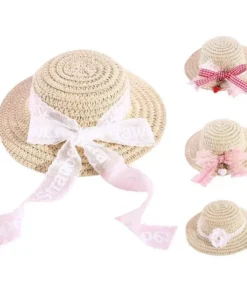 Alternative view of Adjustable Floral Straw Sunhat for Pets