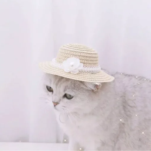 Adjustable Floral Straw Sunhat for Pets - Image 7
