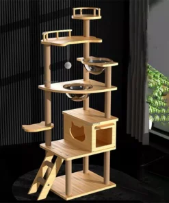 Luxury 5-Tier Wooden Cat Tower